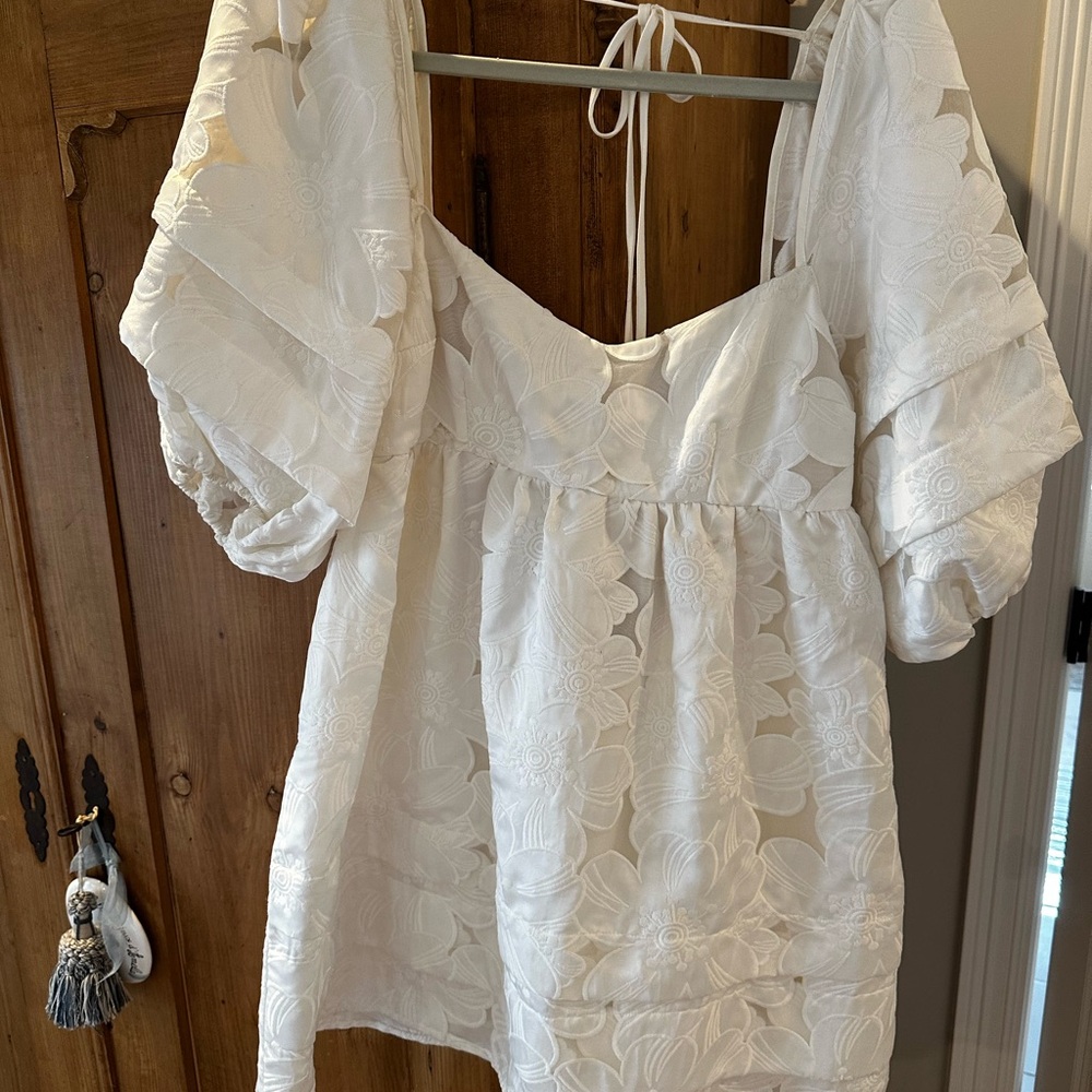 For Love And Lemons white Floral Mini Dress